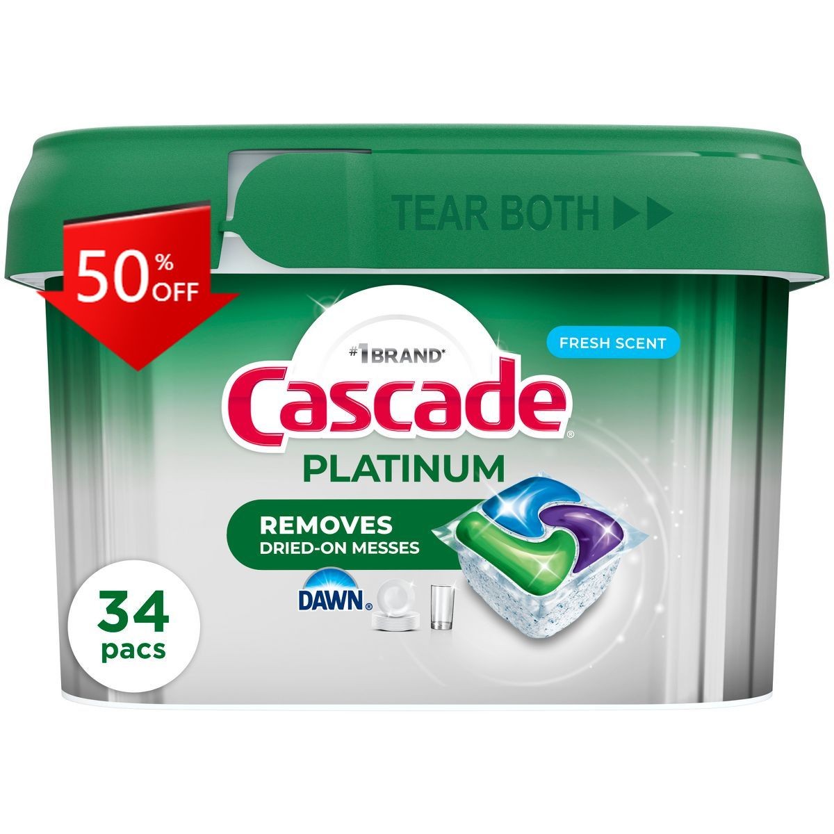 Cascade Fresh Platinum Pods Dishwasher Detergents – 34ct