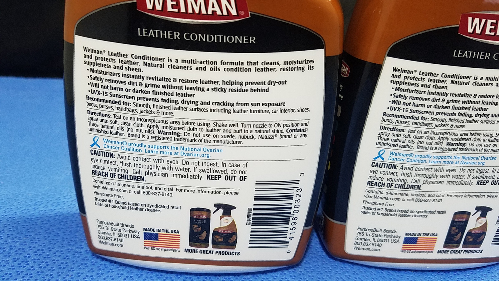 Weiman Leather Cleaner and Conditioner – 16 Ounce (2 Pack) – Restores Leather
