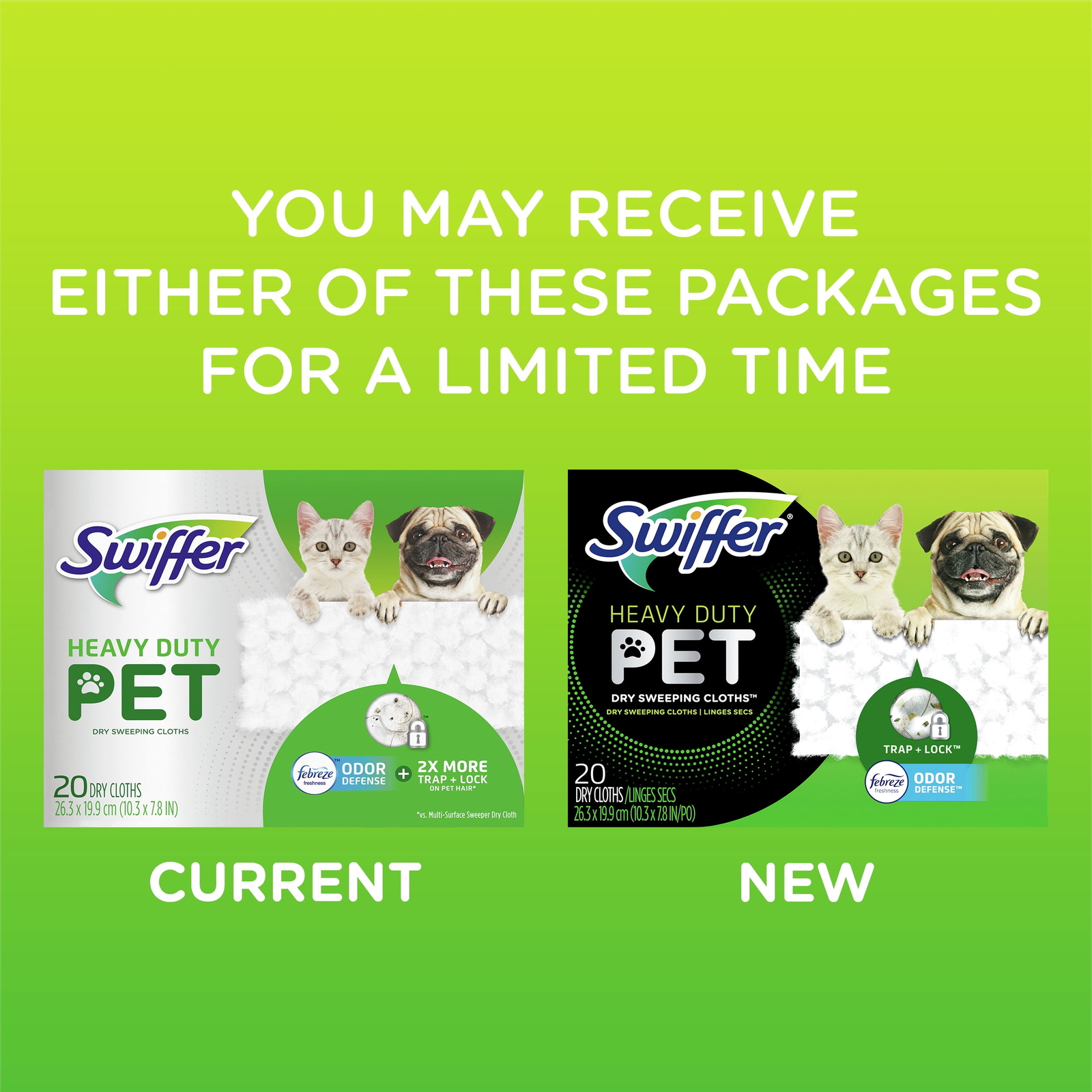 Swiffer Sweeper Heavy Duty Pet Dry Refills, Febreze Odor Defense, 20 Ct Dry Pads