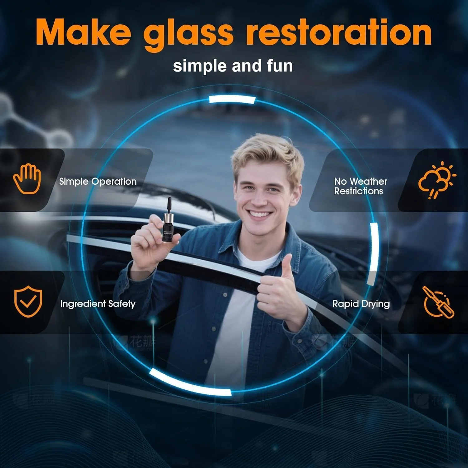 Windshield Chip Repair Kit, Quick-Fix Car Windshield Repair Kit, Resin Glass Cra