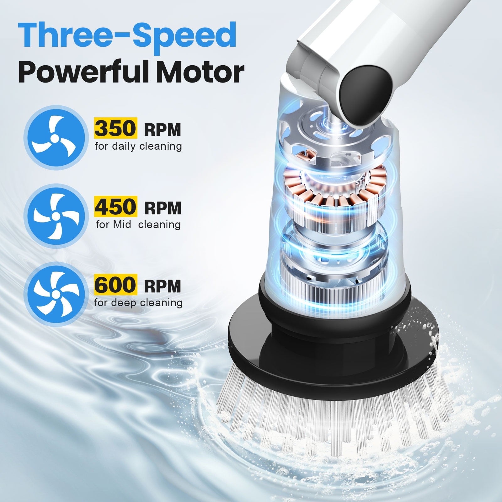 AMILUO ELECTRIC SPIN SCRUBBER, 600 RPM CORDLESS BATHROOM CLEANING BRUSH – WHITE