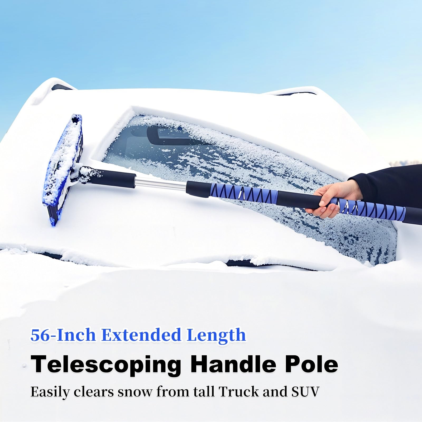 Heeya 56 Inch Truck Snow Brush And Ice Scraper Long Handle Heavy Duty Snow