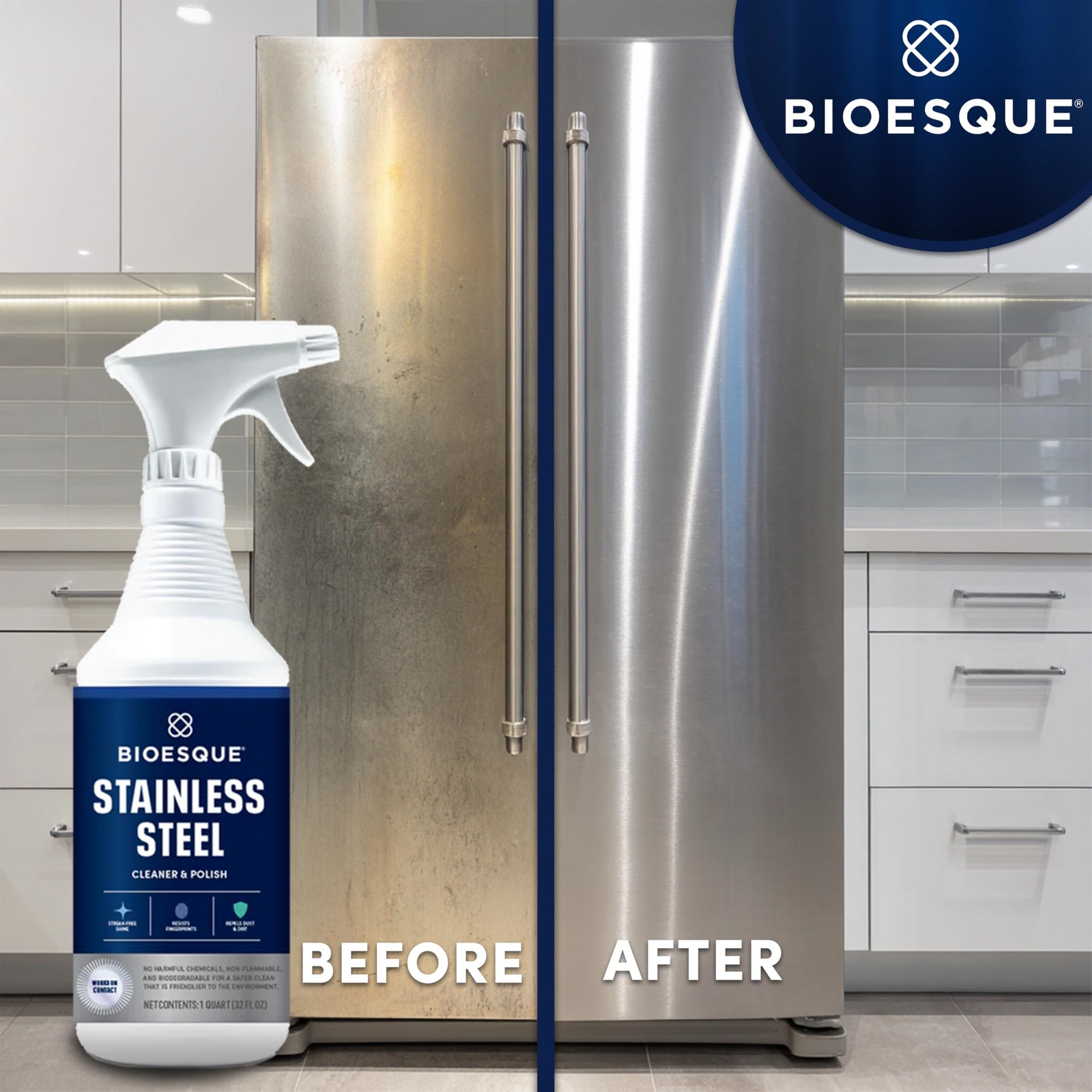 Stainless Steel Cleaner & Polish, Heavy Duty, Non-Abrasive, 32 Fl Oz (Pack of 1)