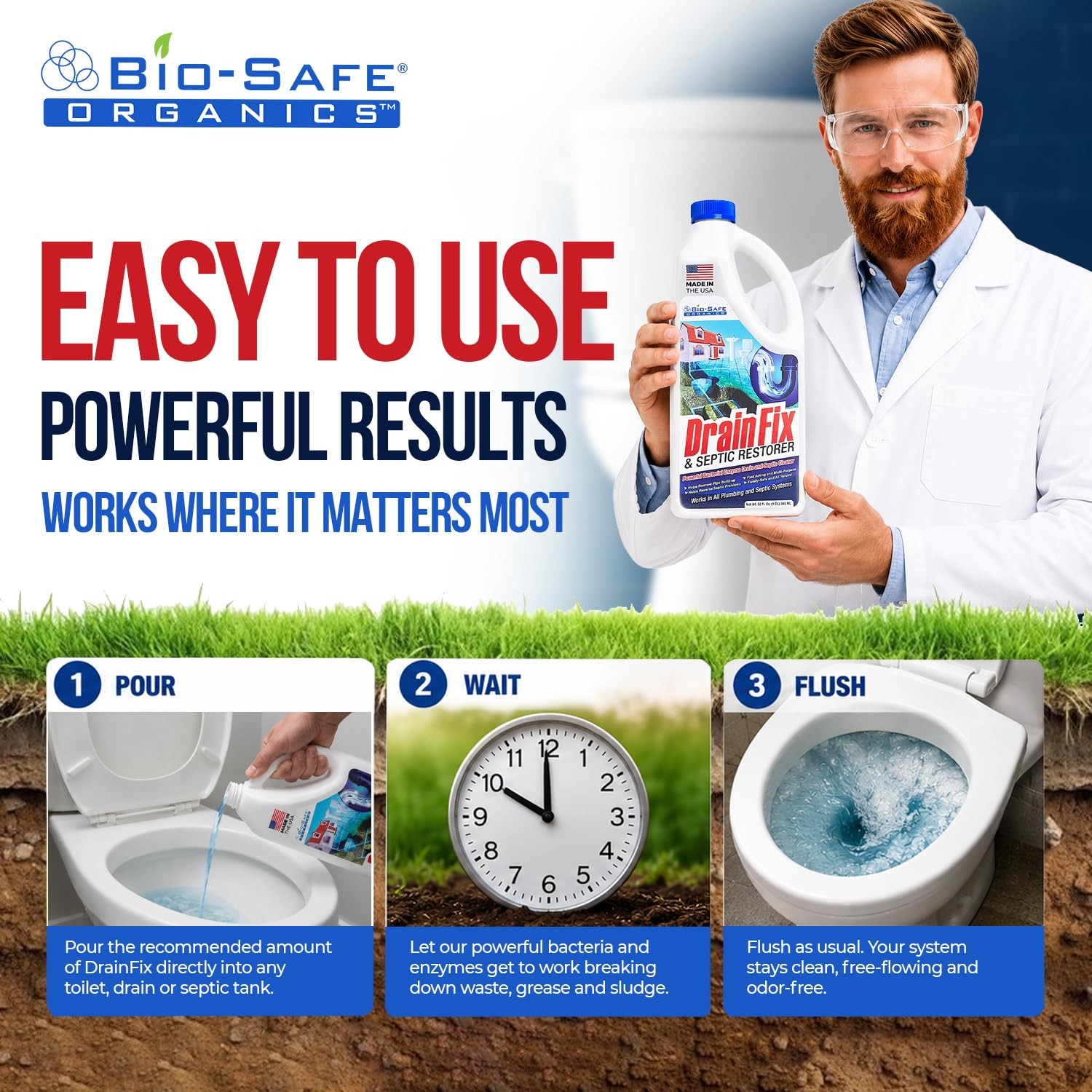 DrainFix & Septic Restorer 32 oz Enzyme Septic Tank Treatment & Drainfield