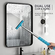4 Pack All-Purpose Car Rearview Side Mirror Squeegee with Retractable Handle for