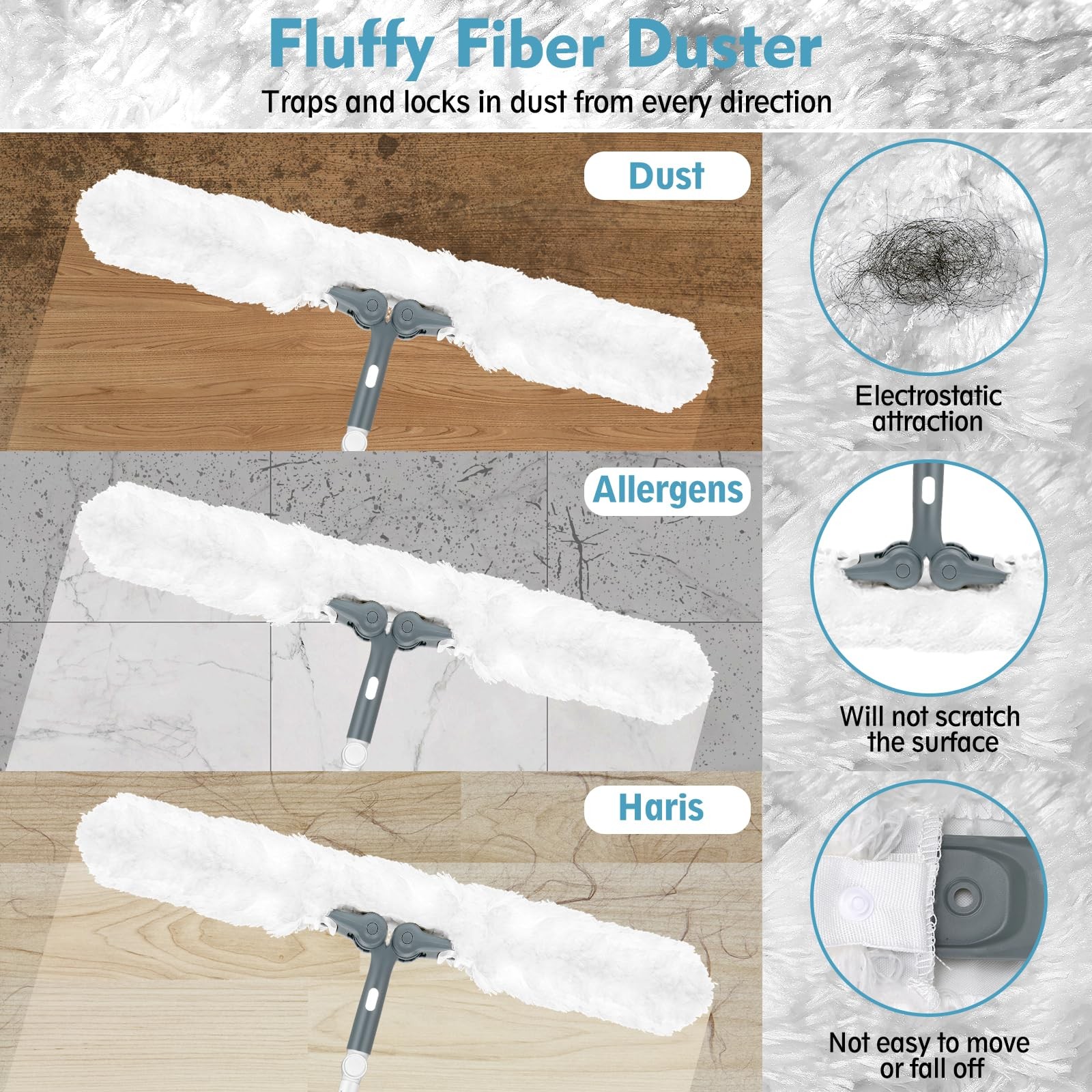 Microfiber Ceiling Fan Cleaner Duster with Extension Pole 59″