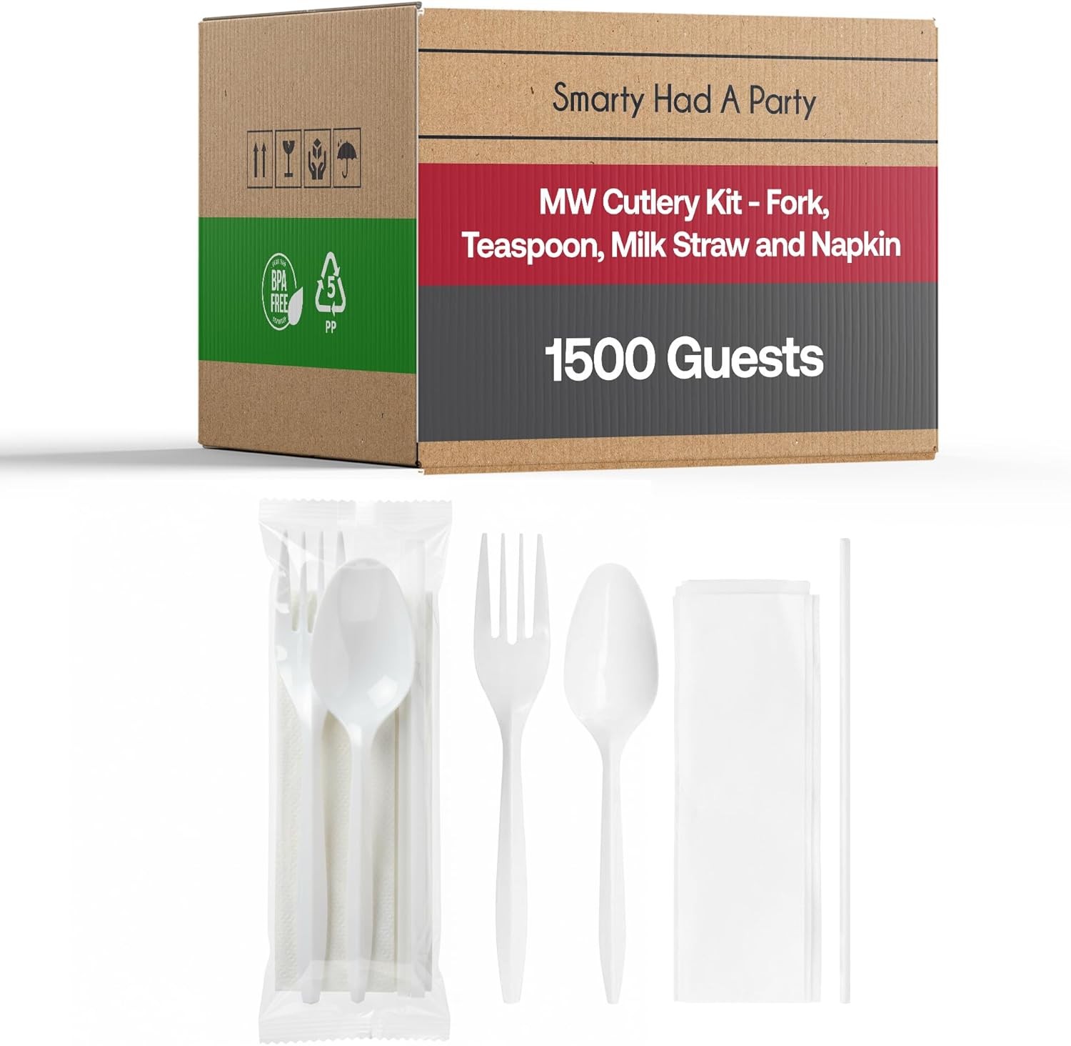 Disposable Individually Wrapped Utensil Kit with Napkin & Milk Straw, 6000-Pie