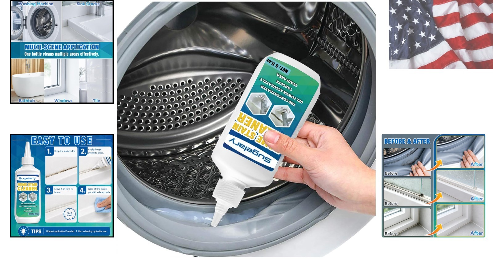 5 fl oz Versatile Mold Stain Cleaner Gel for Bathroom, Kitchen & Household Use