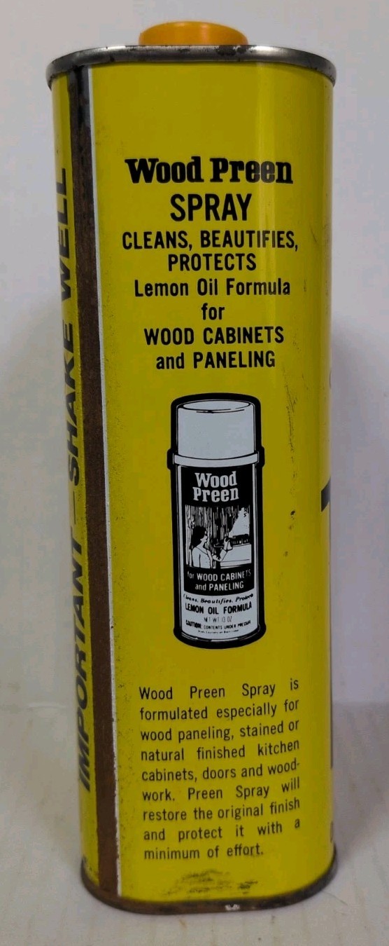Vtg Wood Preen Floor Cleaner Wax Liquid 32oz 1 QT Discontinued Advertising Tin