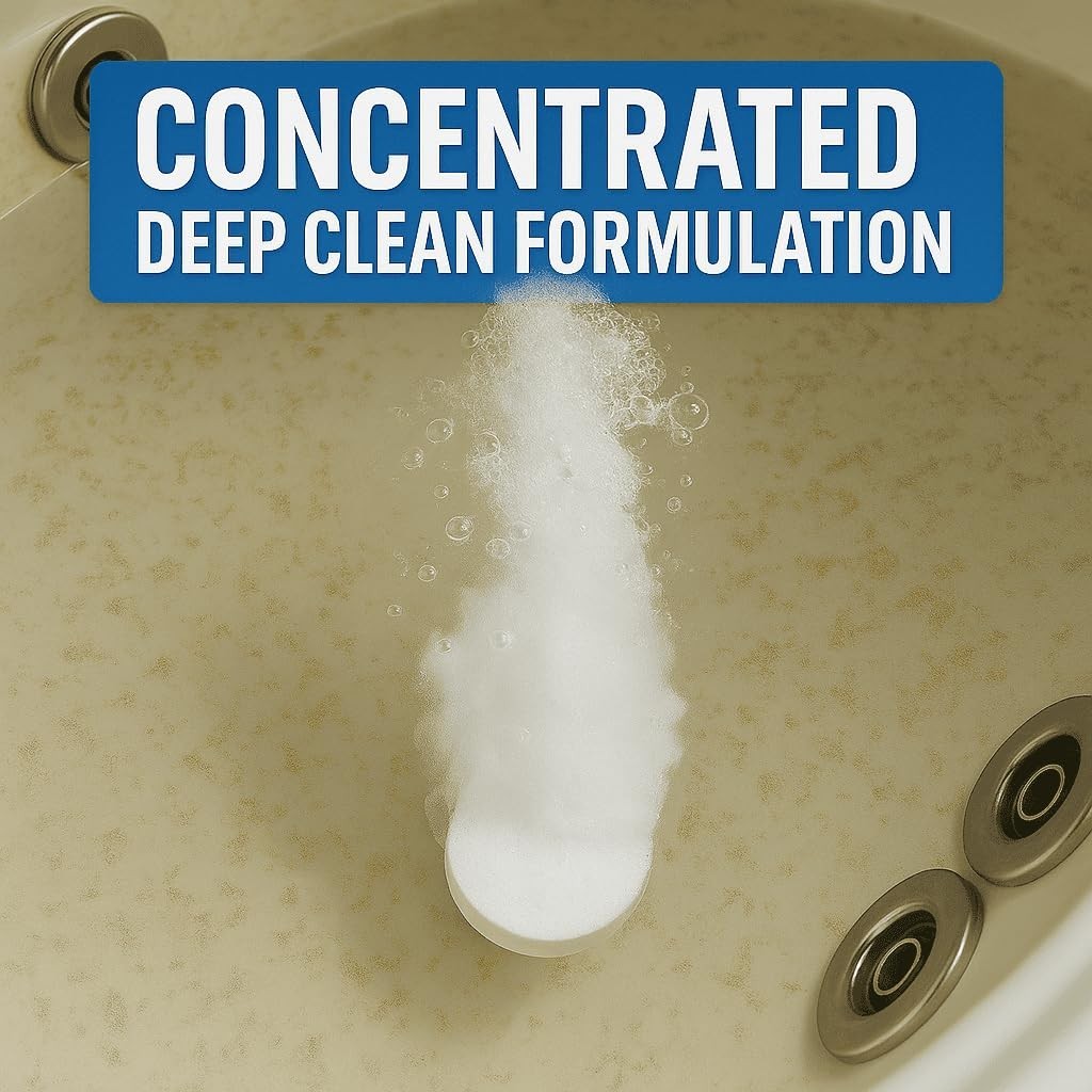 12 Jetted Tub Cleaning Tablets – Septic Safe, Jet Scale Remover for Whirlpool &