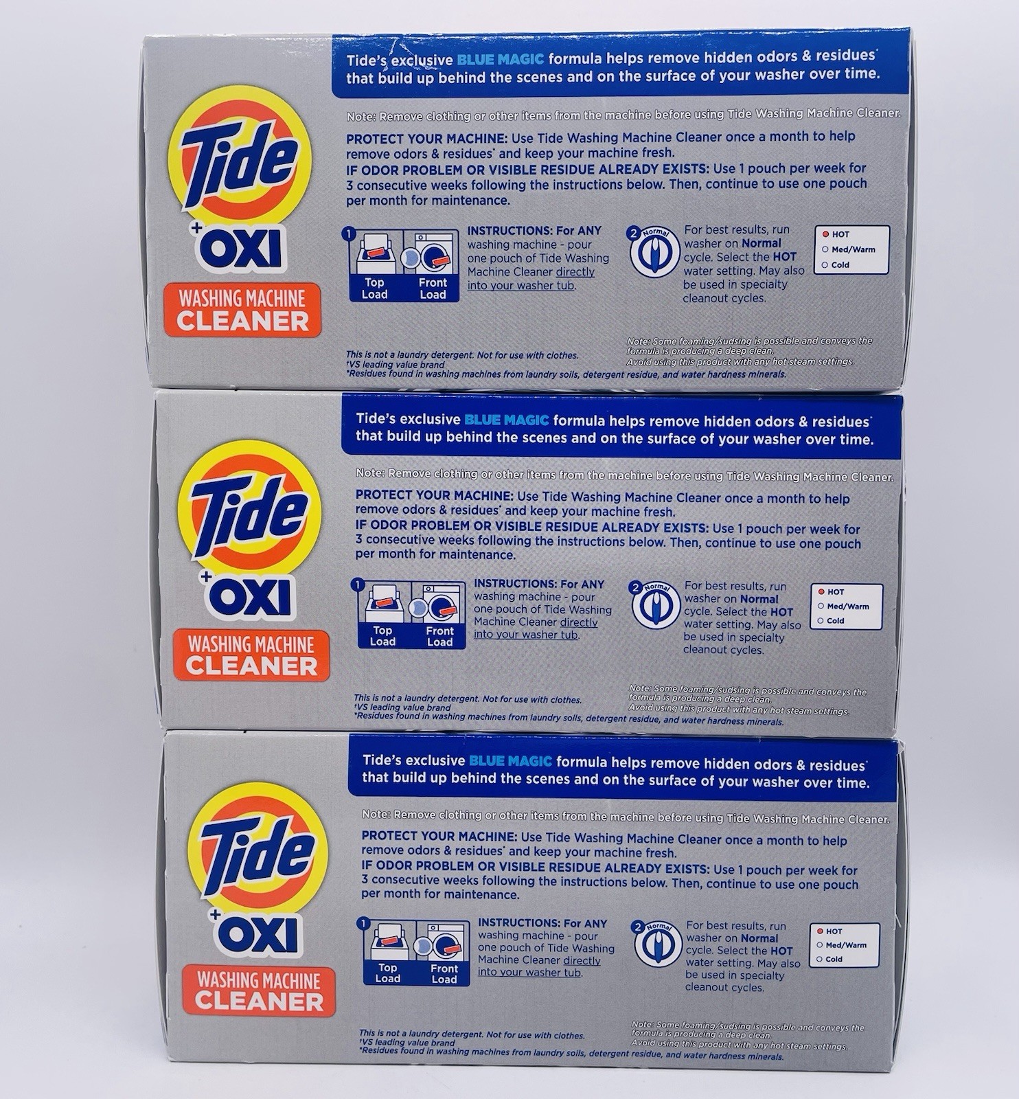 Tide Washing Machine Cleaner with Oxi Powder, Odor Eliminator 3 pack, 6ct Each