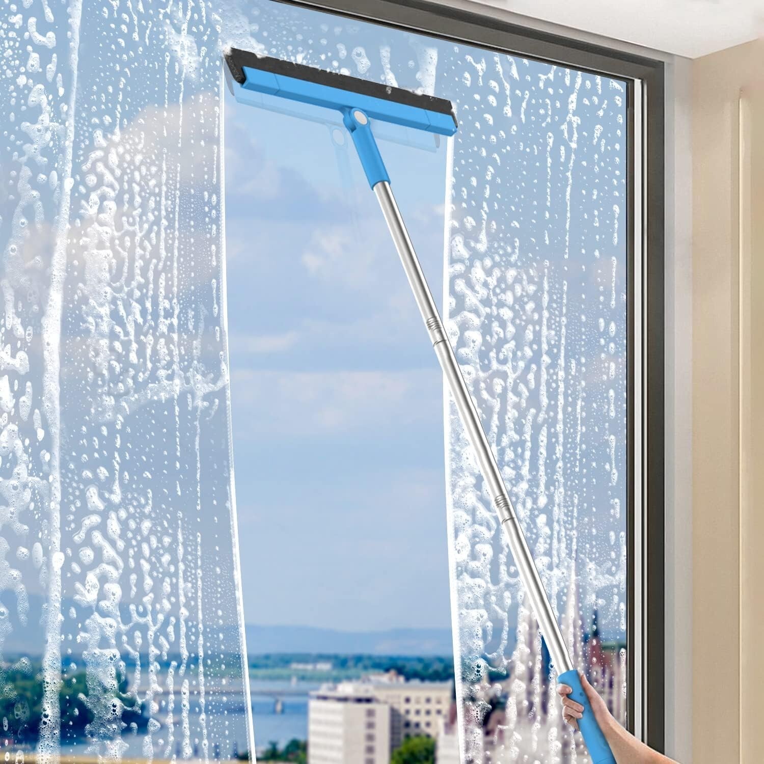 Long Handle Squeegee – 59″ Adjustable Foam Blade for Fast and Effective Cleaning