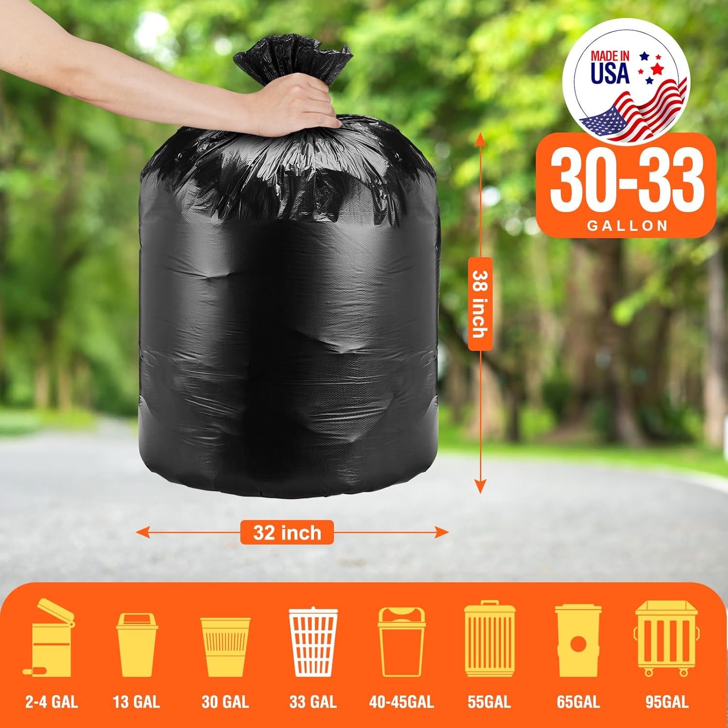 Delxo 30-33 Gallon Trash Bags, 250 Count ?C Medium Duty Garbage Bags, Thick, Du