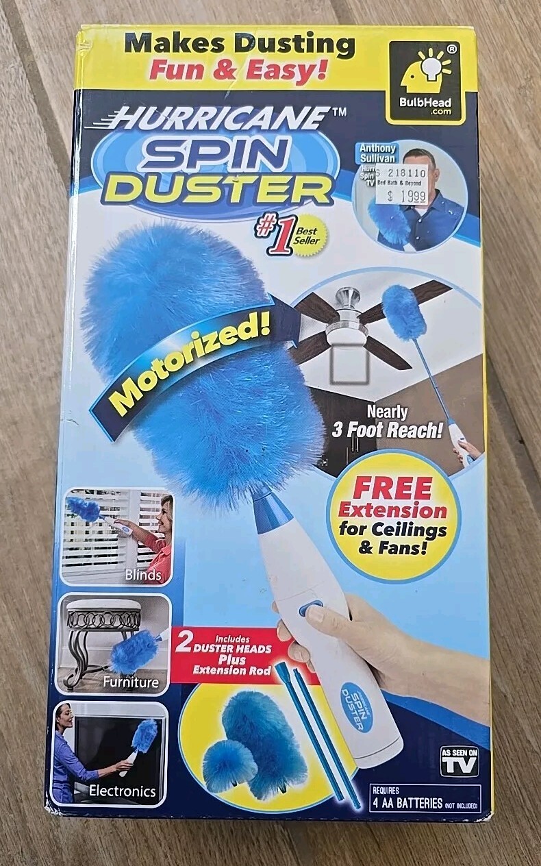 Hurricane Spin Duster Motorized Dust Wand w/ Extension Rod NEW IN BOX