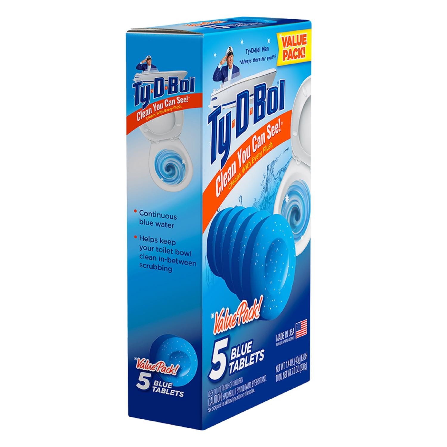 Ty-D-Bol 675000.1 Blue Tablet Automatic Toilet Bowl Cleaner (Pack of 10)