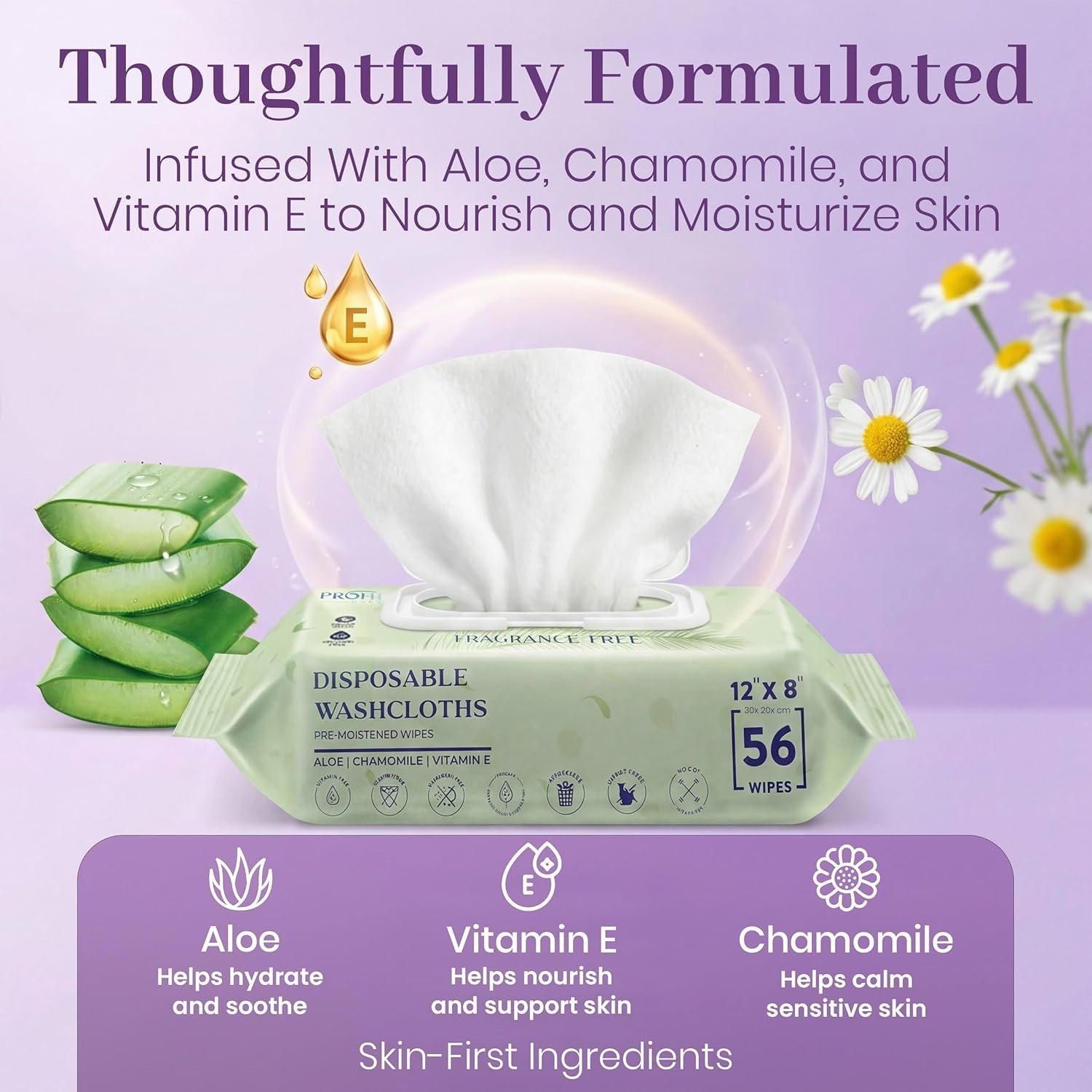 Gentle & Nourishing Adult Wipes – 112 Count, Alcohol-Free, Moisturizing Formula