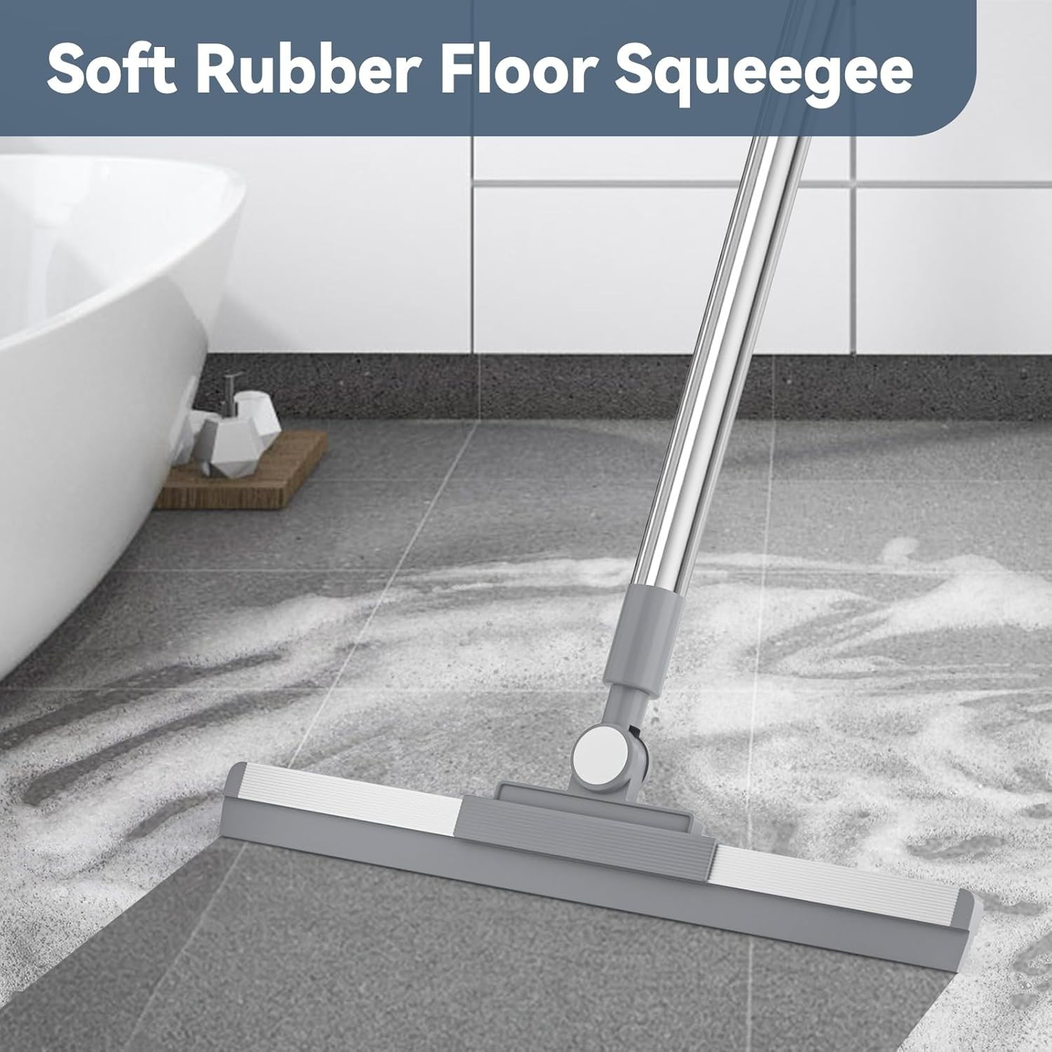 High-Quality 14.2-Inch Rubber Blade Squeegee, 180° Rotating & Adjustable Length