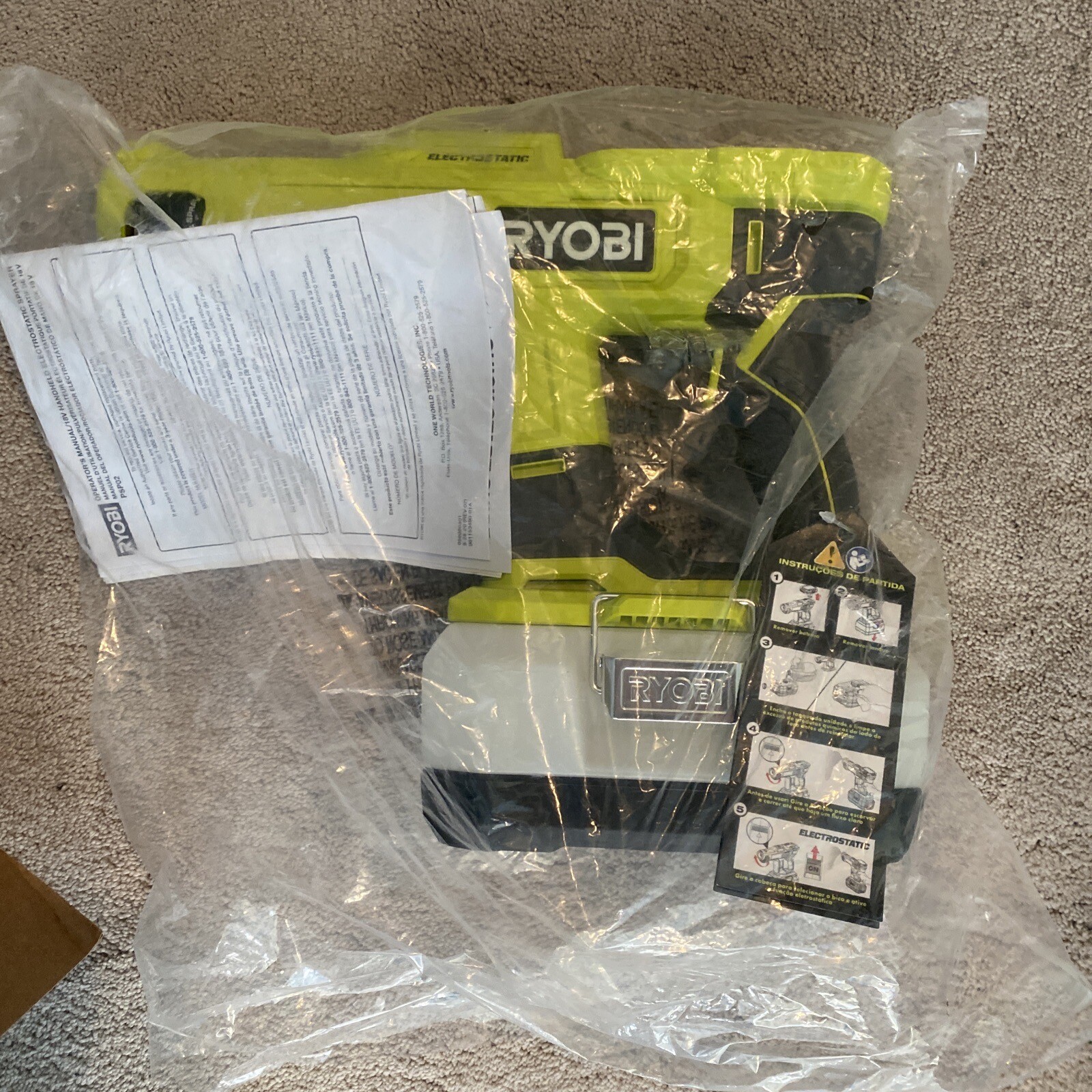 Ryobi PSP02B ONE+ 18V Cordless Electrostatic Sprayer – Green Tool And Charger