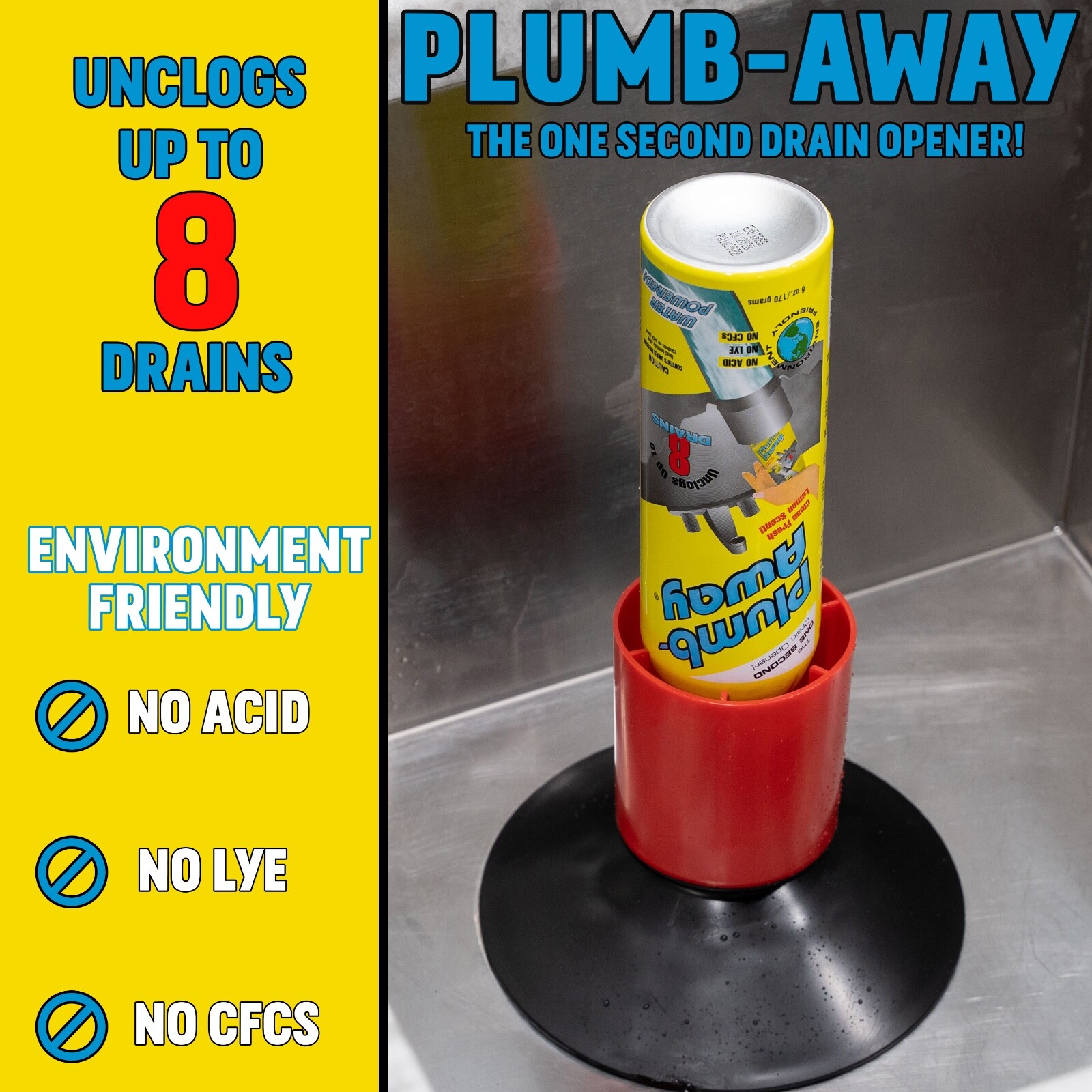 Plumb Away Instant Drain Opener-No Chemicals-Clog Remover & Cleaner- Starter Kit