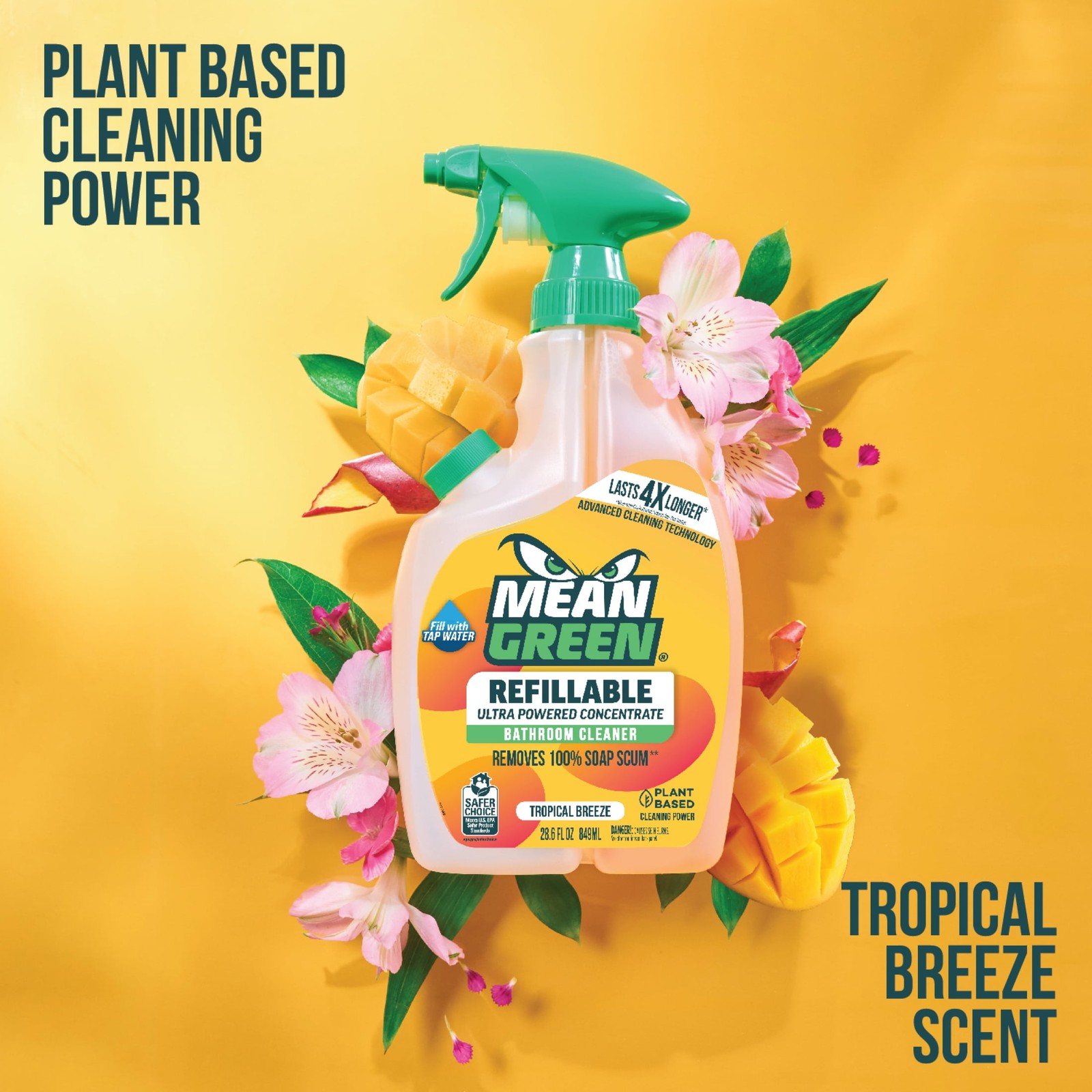 Mean Green Tropical Breeze Refillable Bathroom Cleaner, 28.6 fl oz