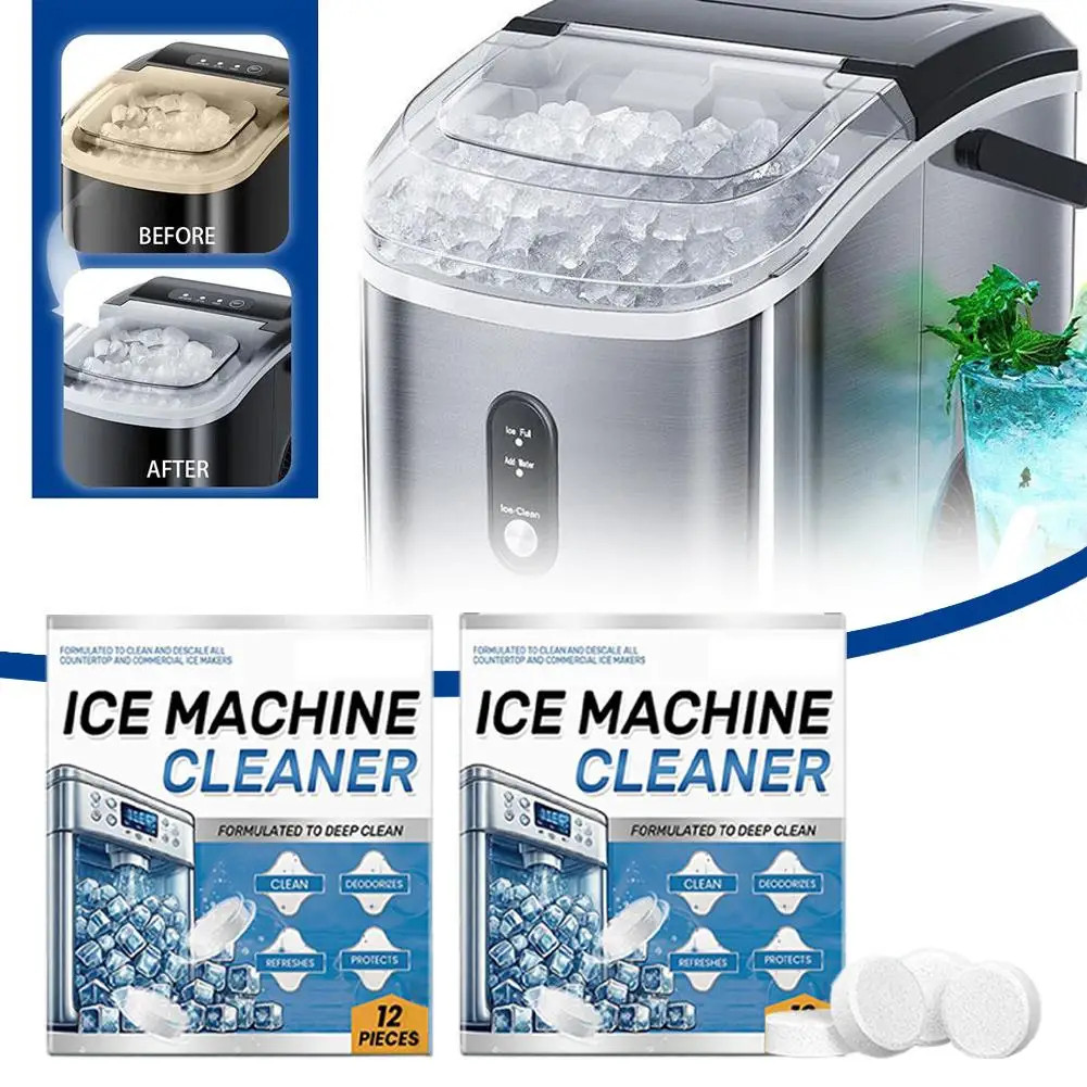 12Pcs Ice Machine Cleaning Tablets Home Appliance Care Descaling Deodorizing Pro