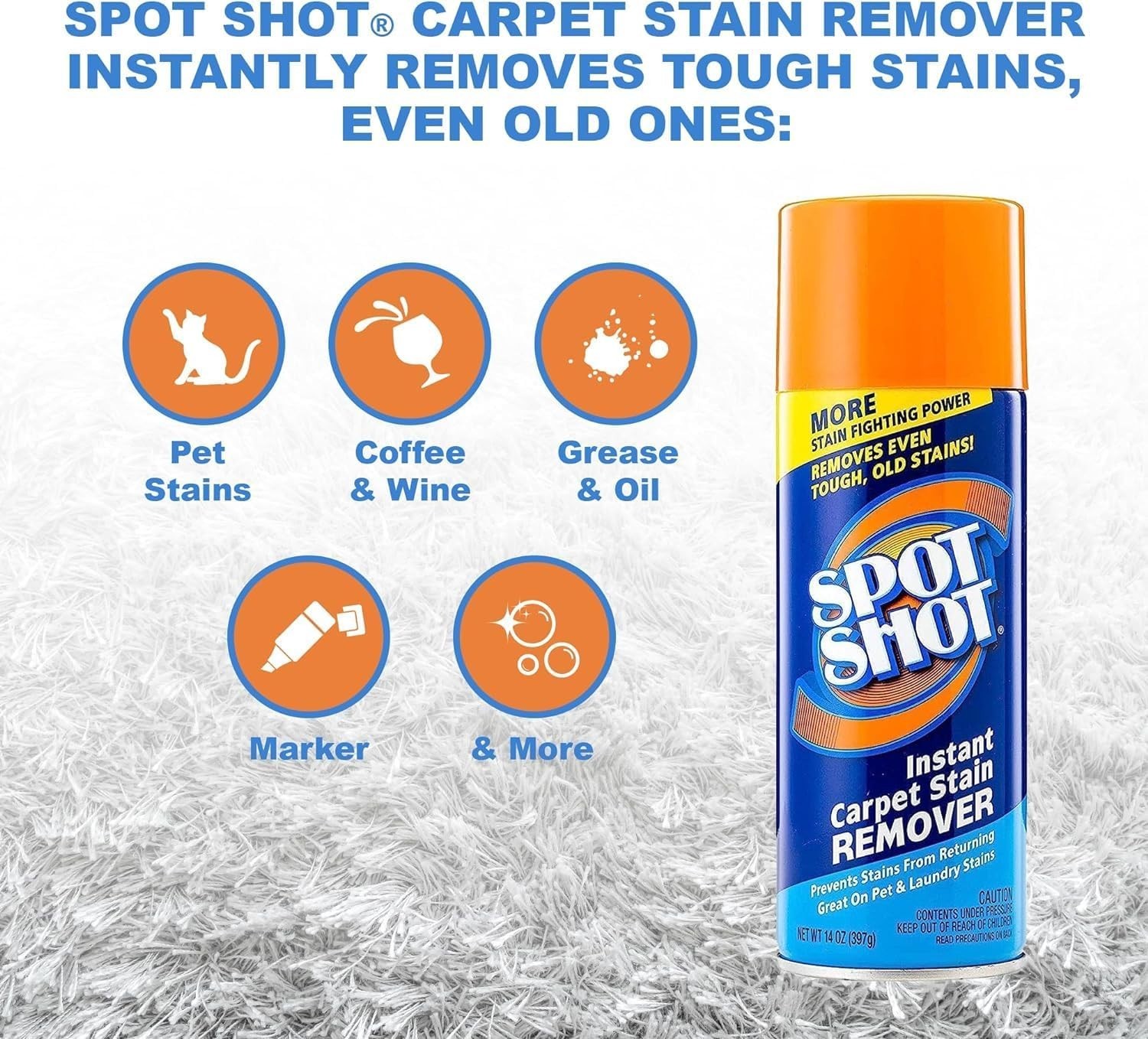 Aerosol Carpet Stain Remover, 14 oz – Bleach-Free Formula for Safe Cleaning