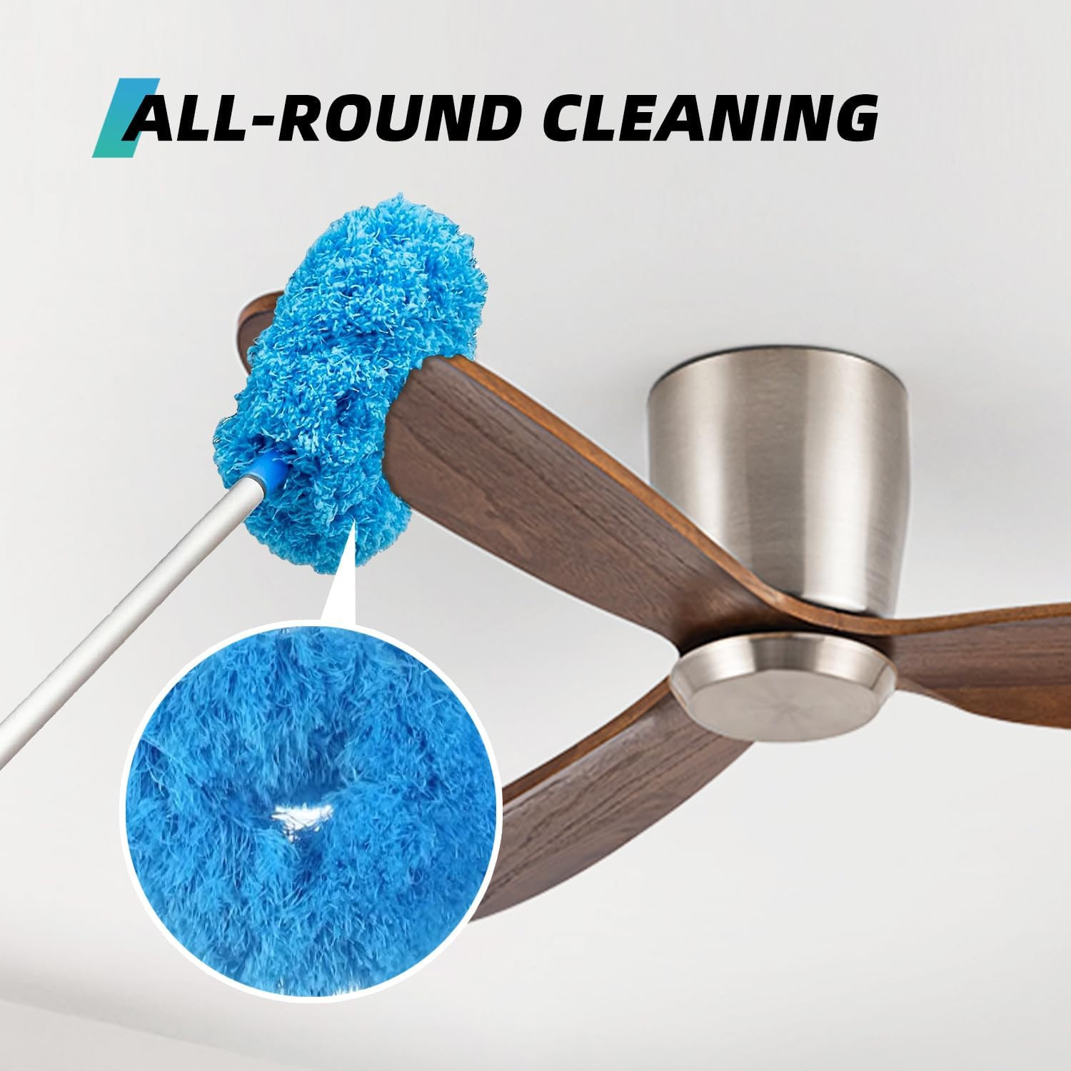 Ceiling Fan Duster Telescoping Pole 13-50in Microfiber Blade Dusting Head