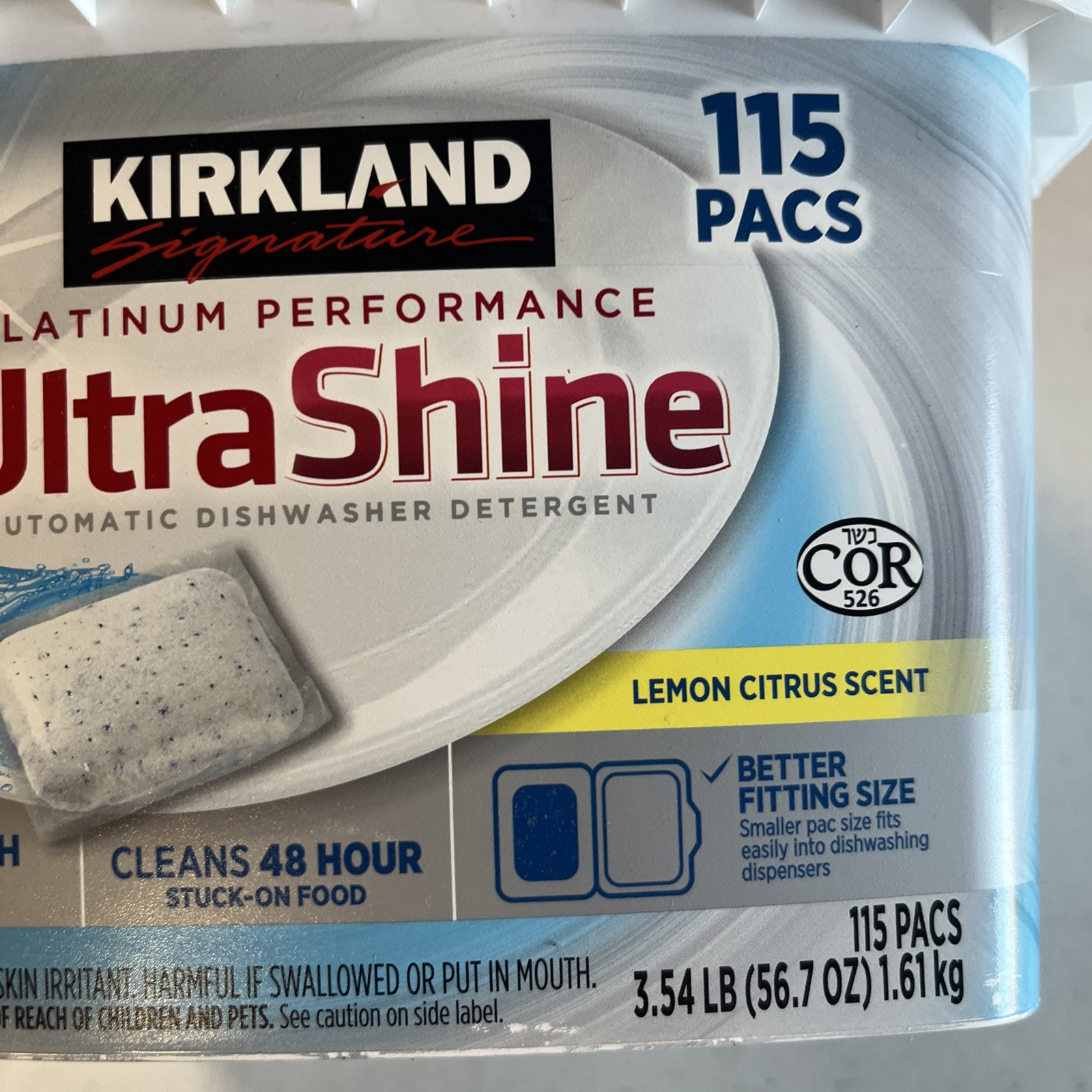 Kirkland Signature Platinum Performance UltraShine Dishwasher Detergent 115 Pc