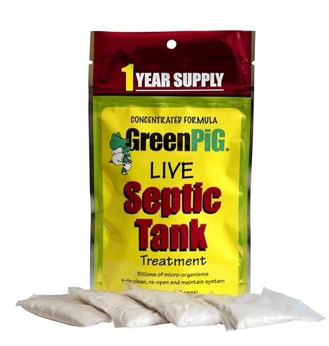 GREEN PIG Septic Tank Treatment Packets, Septic Safe Clog Remover, Prevents Expe