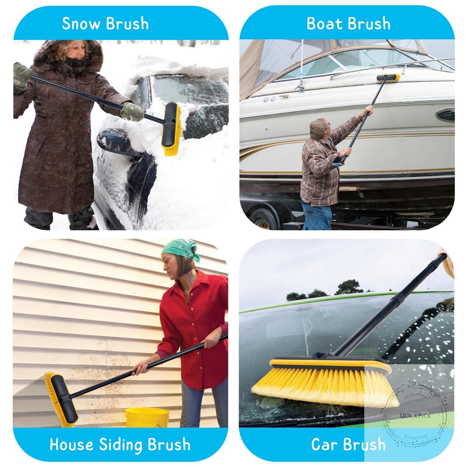 Car Wash Brush with Long Handle, 55” Vehicles Exterior Washing Supplies, Soft