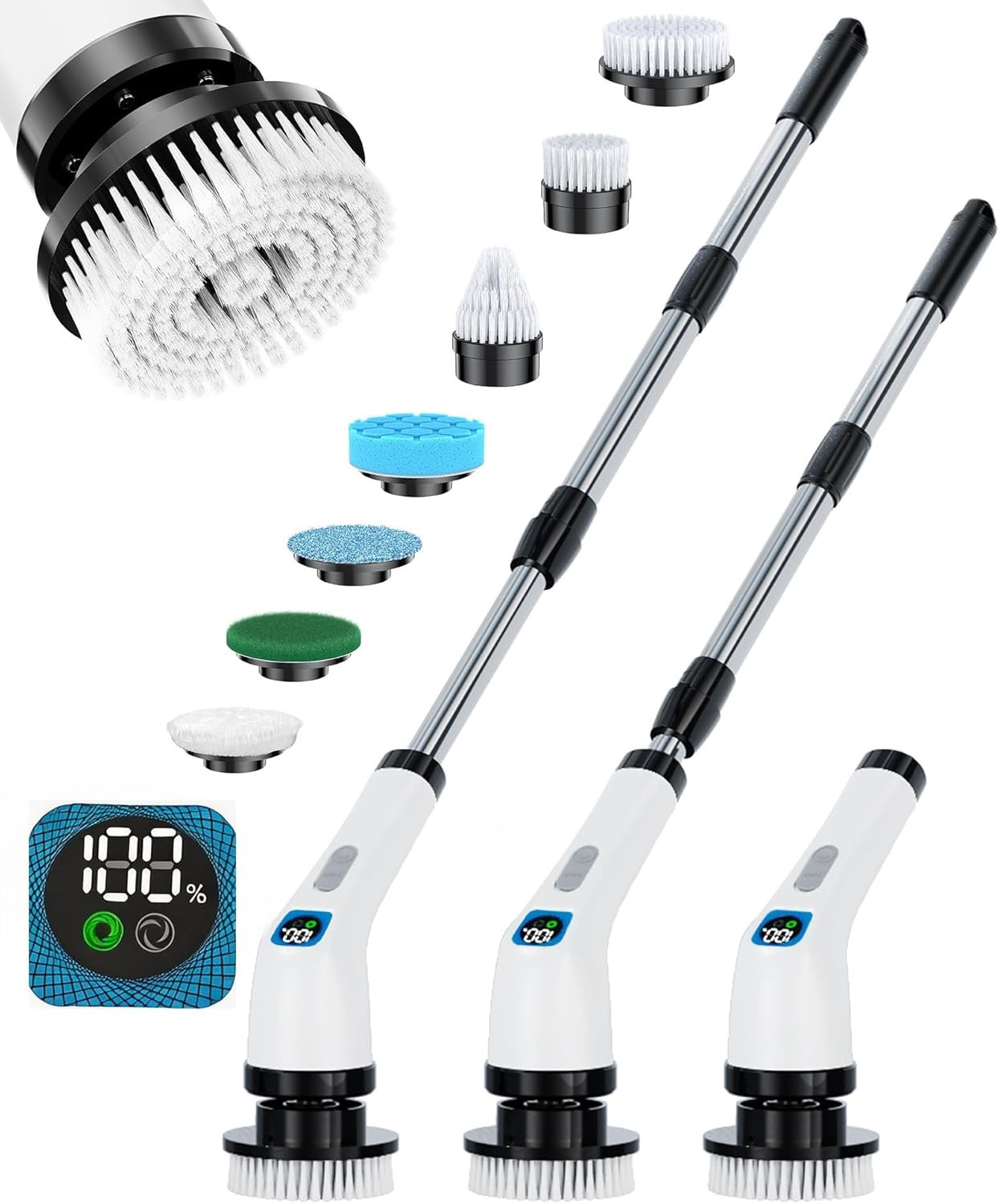 Electric Spin Scrubber for Bathroom | Shower Cleaner Brush with Long Handle | Du