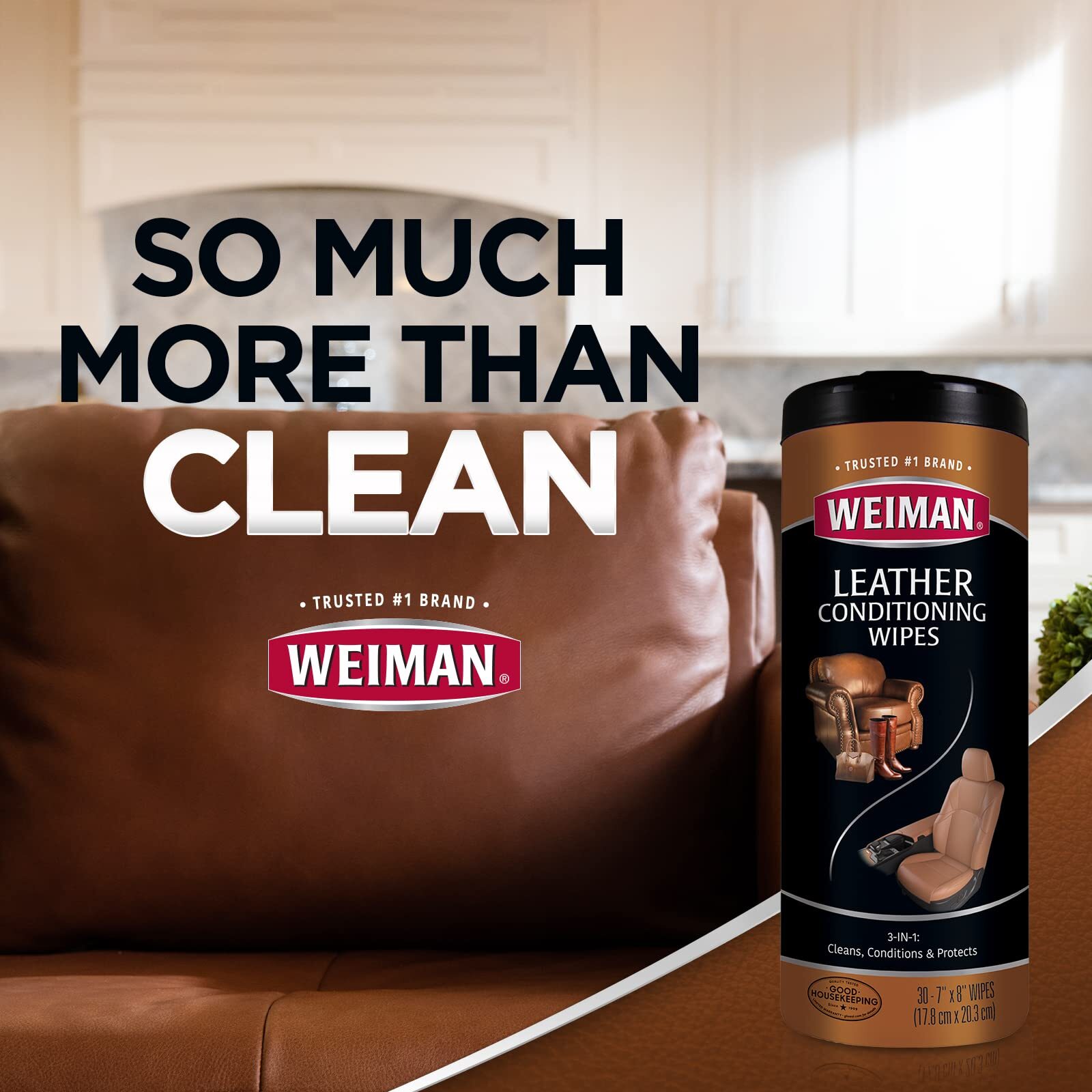 Weiman 120 Count Leather Cleaning Wipes Protects Cleans Moisturizes UV Shield