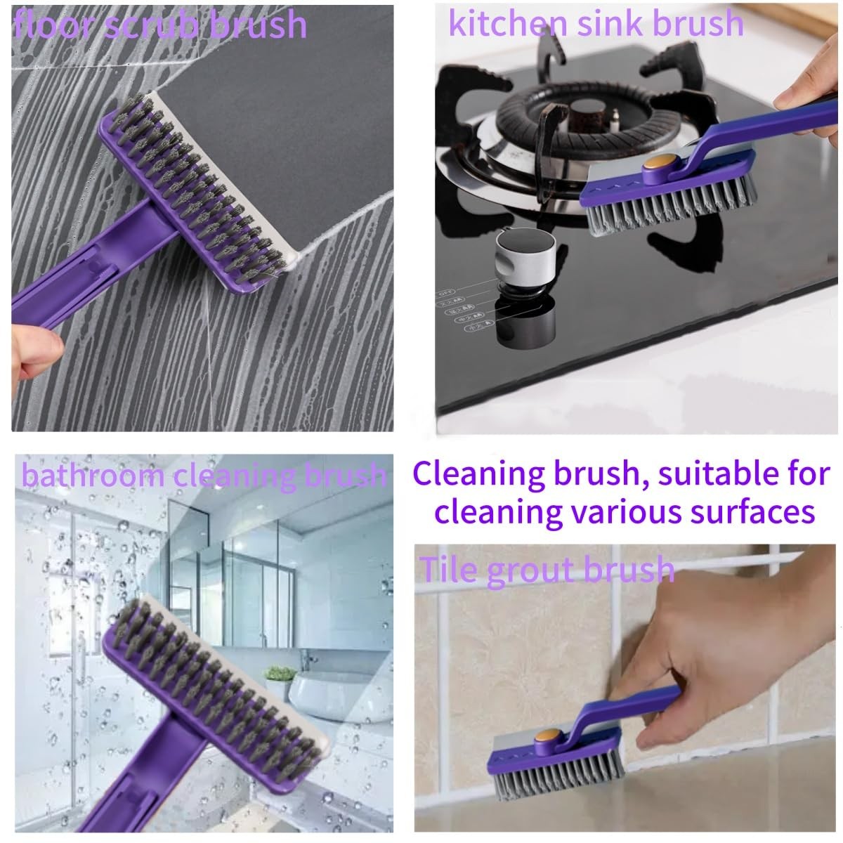Lightweight Scraper Cleaning Brush with Hard Bristles and Built-in Garbage Ho…