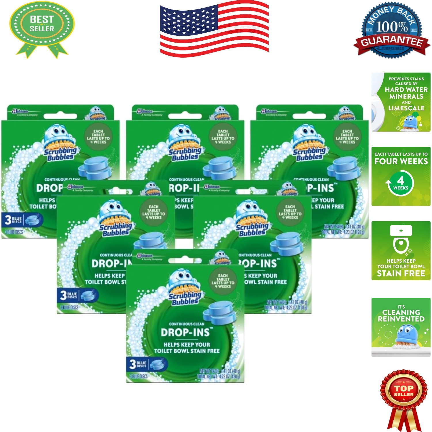 Fresh Scent Toilet Bowl Tablets – 18-Count Pack, Hard Water & Limescale Defense