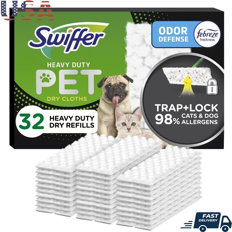 Pet Heavy Duty Dry Cloth Refills Multi-Surface Floor Cleaner Febreze 32 Count US