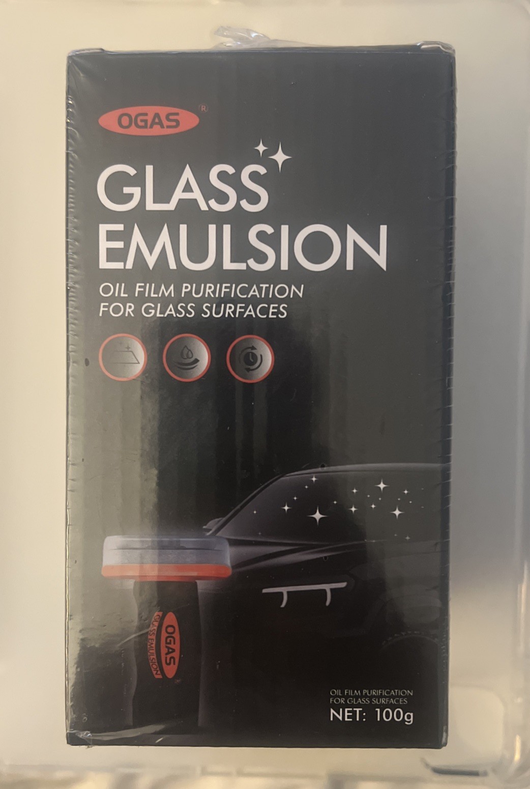 2 Pack OGAS Glass Emulsion Oil Film Remover Car Windshield Cleaner 100g Each