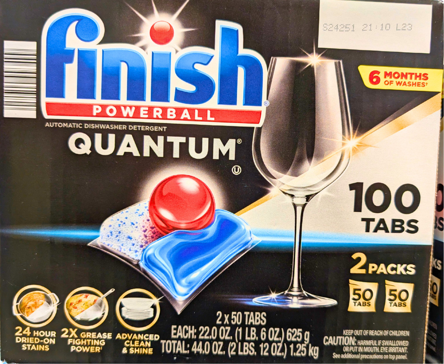 Finish Quantum Power Ball Automatic Dishwasher Detergent 2 x50 Tabs 100 Count