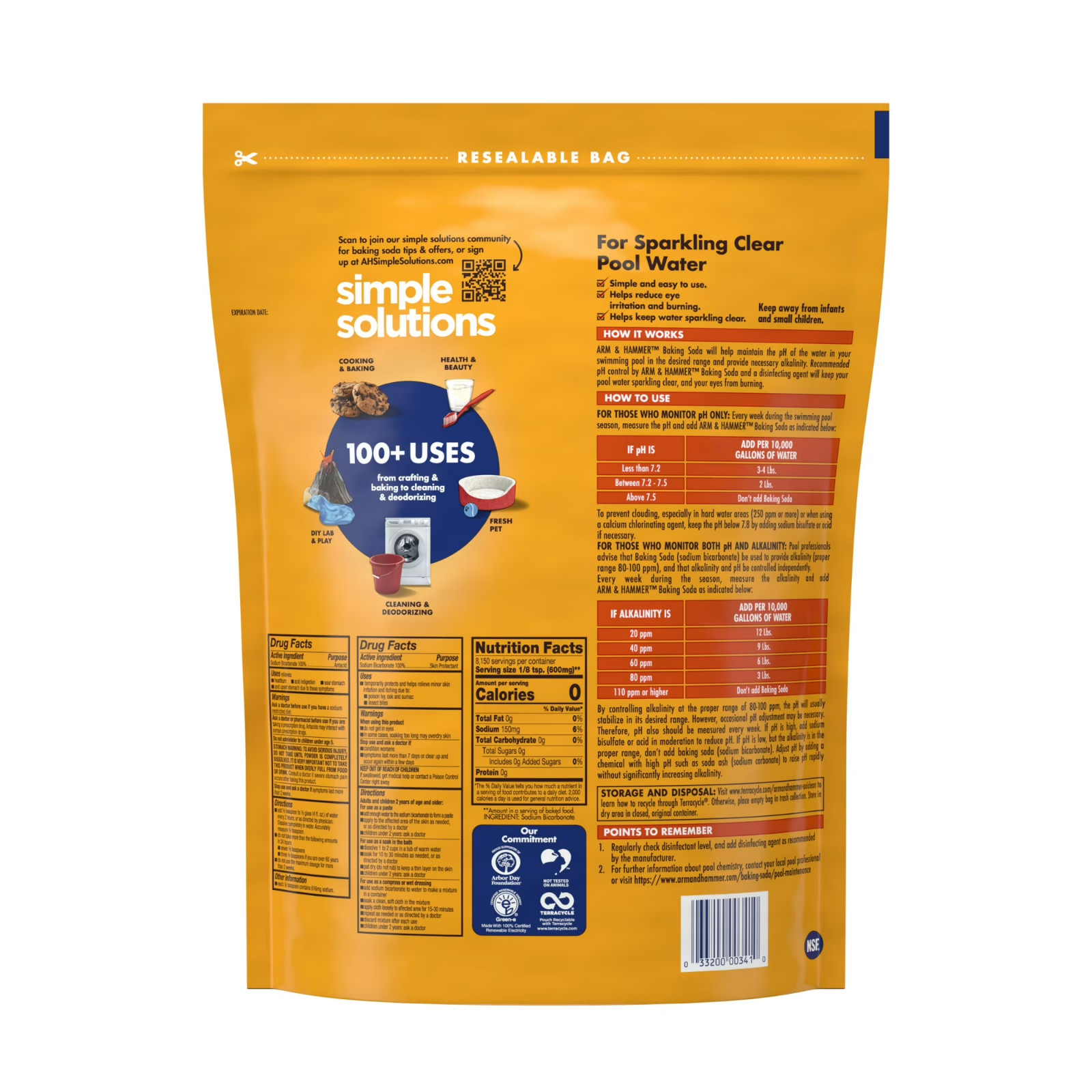 Pure Baking Soda, for Baking, Cleaning & Deodorizing, Pool 10.8 lb Bag,