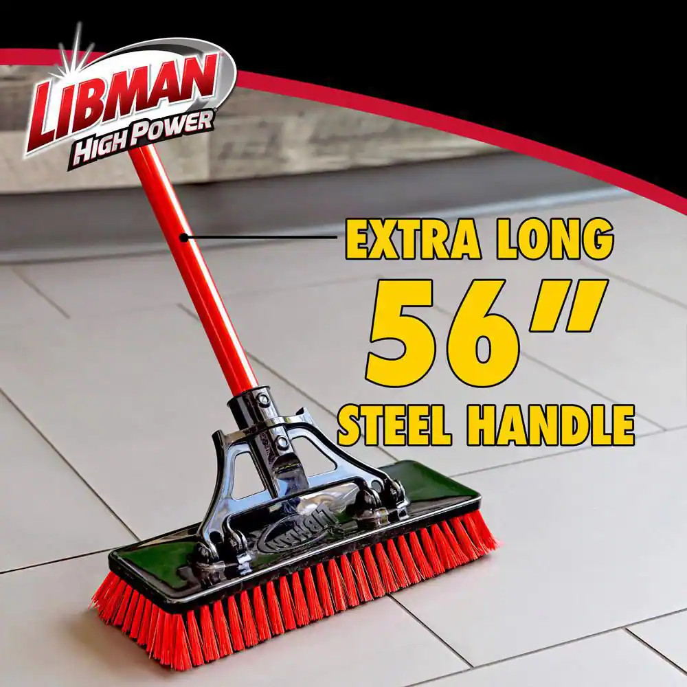 13.5 In. High Power Extra-Large Heavy-Duty Floor Scrub Brush with Steel Handle