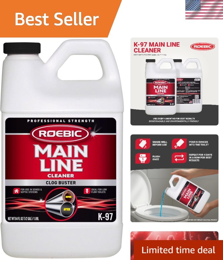 Organic Buildup Removal: 64oz Enzyme Cleaner for Safe Septic & Sewer Systems