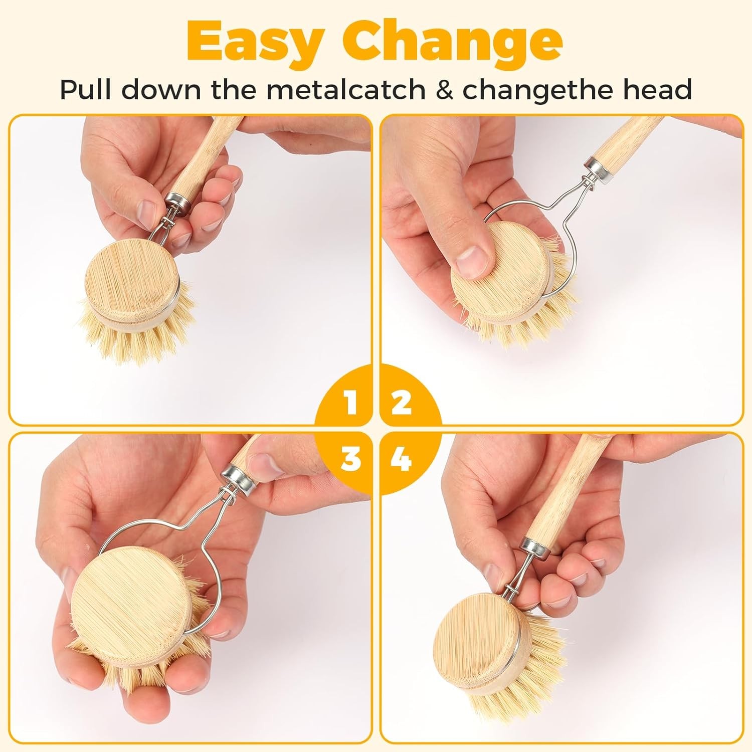 5 Pcs Bamboo Dish Brush Set Practical Dish Cleaning Brush Set Multifunctional