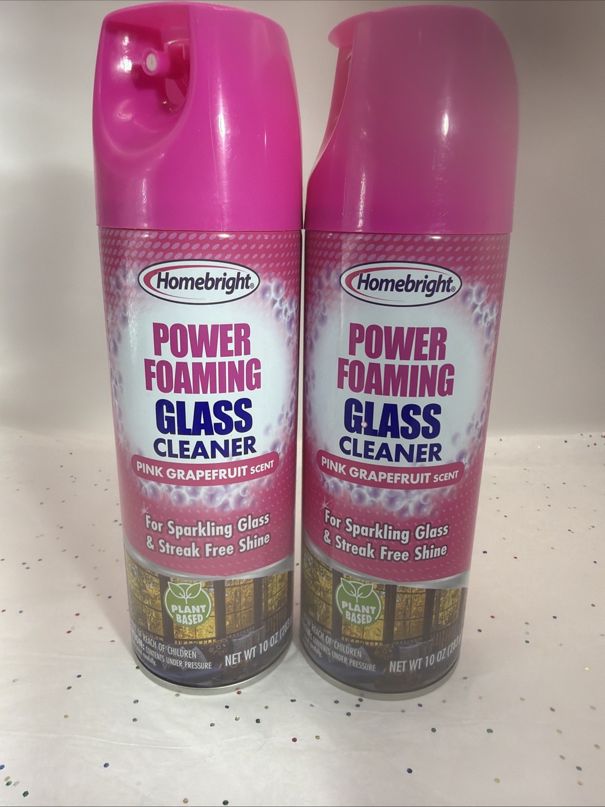 Homebright Power Foaming Glass Cleaner 12oz Pink Grapefruit Scent Streak Free 2