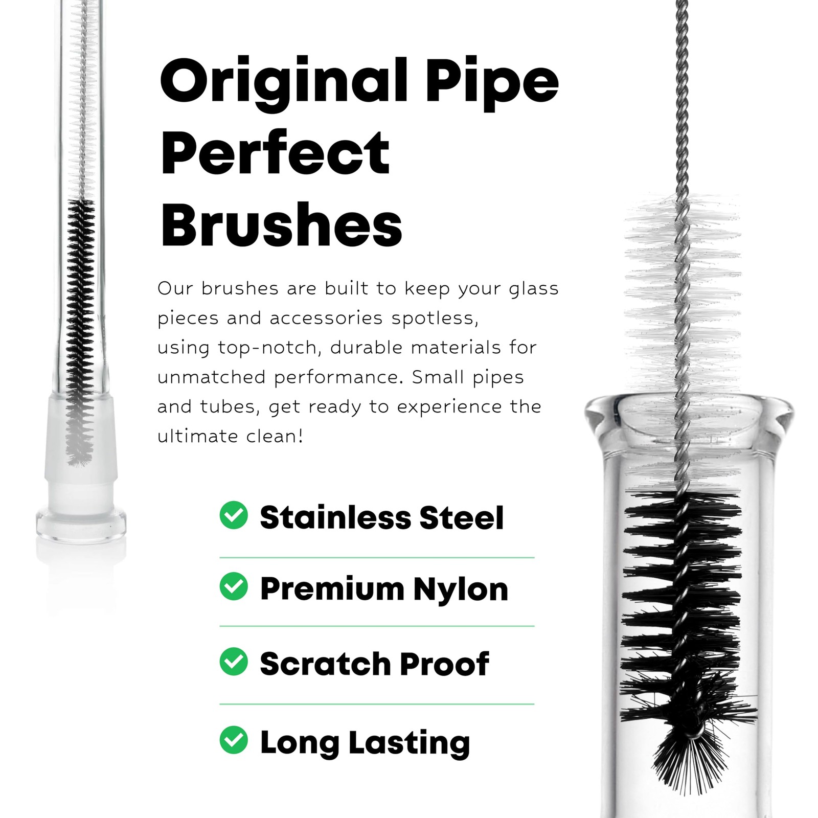 Pipe Perfect Original Cleaning Brush Set – Multi-Size Detail Brushes for Glas…