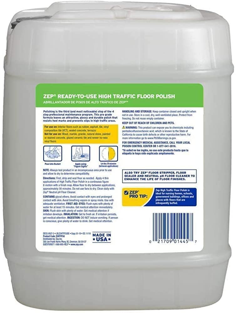 Zep High Traffic Floor Polish 640 Fl Oz Scuff and Slip Resistant Formula