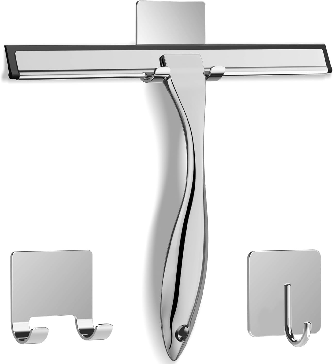 Limpiador escurridor ducha acero inoxidable con 2 ganchos adhesivos bano ventana