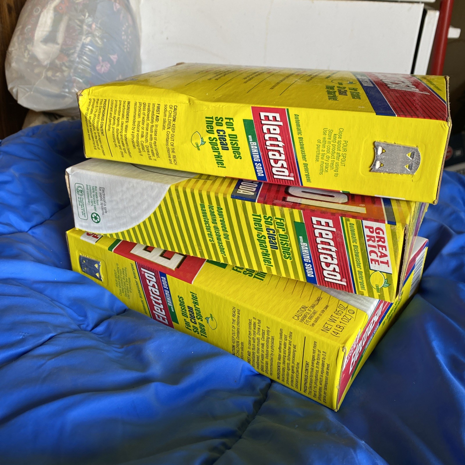 Vintage Lot Of 3 Electrasol w/ Baking Soda NOS Lemon Auto Dishwasher Soap 65 Oz
