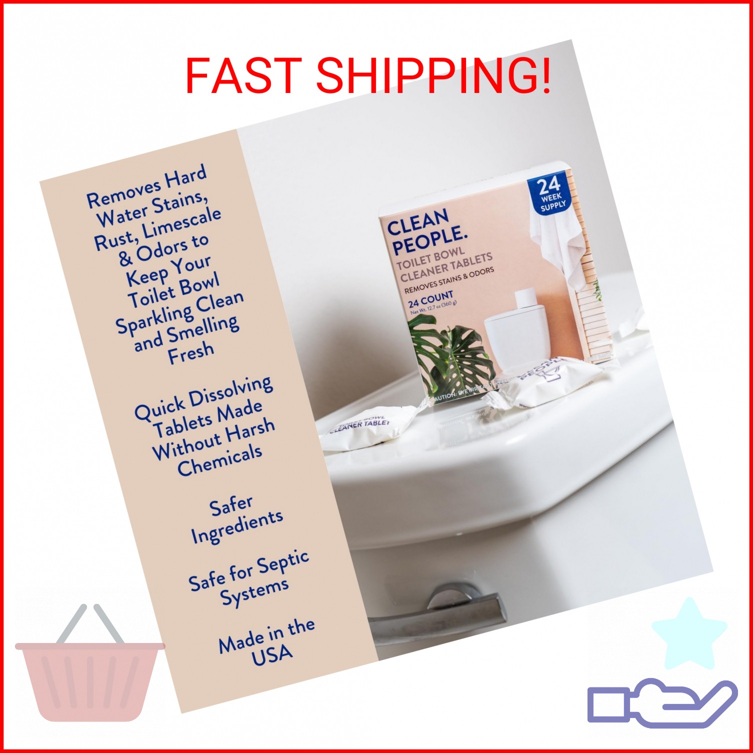 THE CLEAN PEOPLE Toilet Bowl Cleaner | Eco Friendly Toilet Bowl Cleaner Tablets