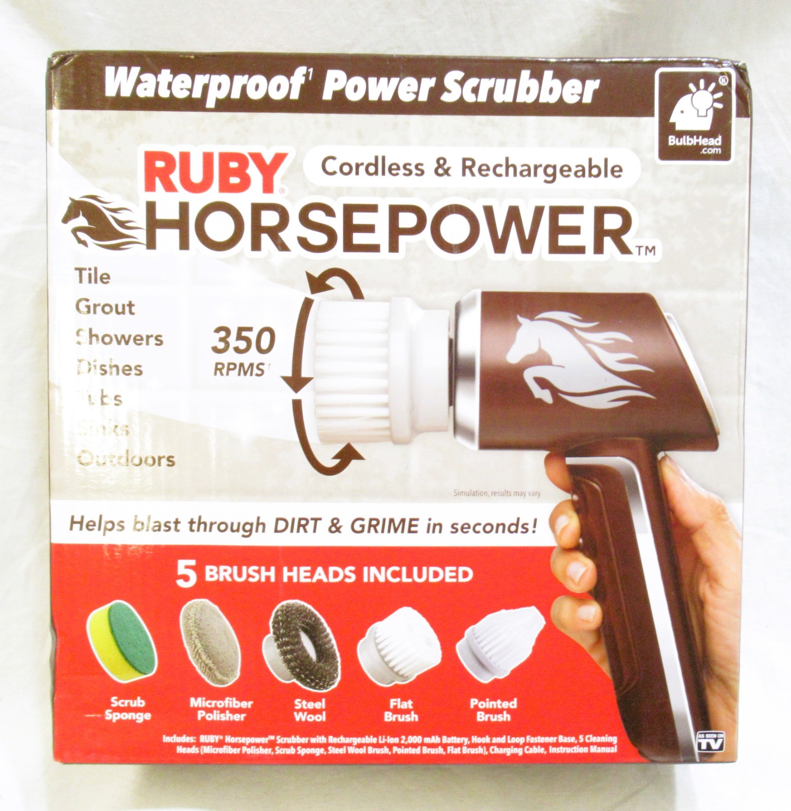 Ruby Horsepower Cordless Rechargeable Handheld Portable Power Scrubber