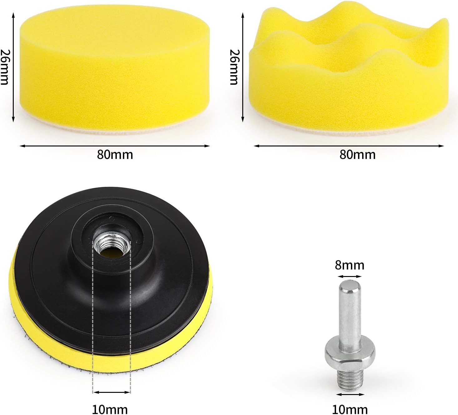 3 Inch Drill Buffing Pad, 11 Pcs Car Foam Polishing Pads Kit, Drill Buffer