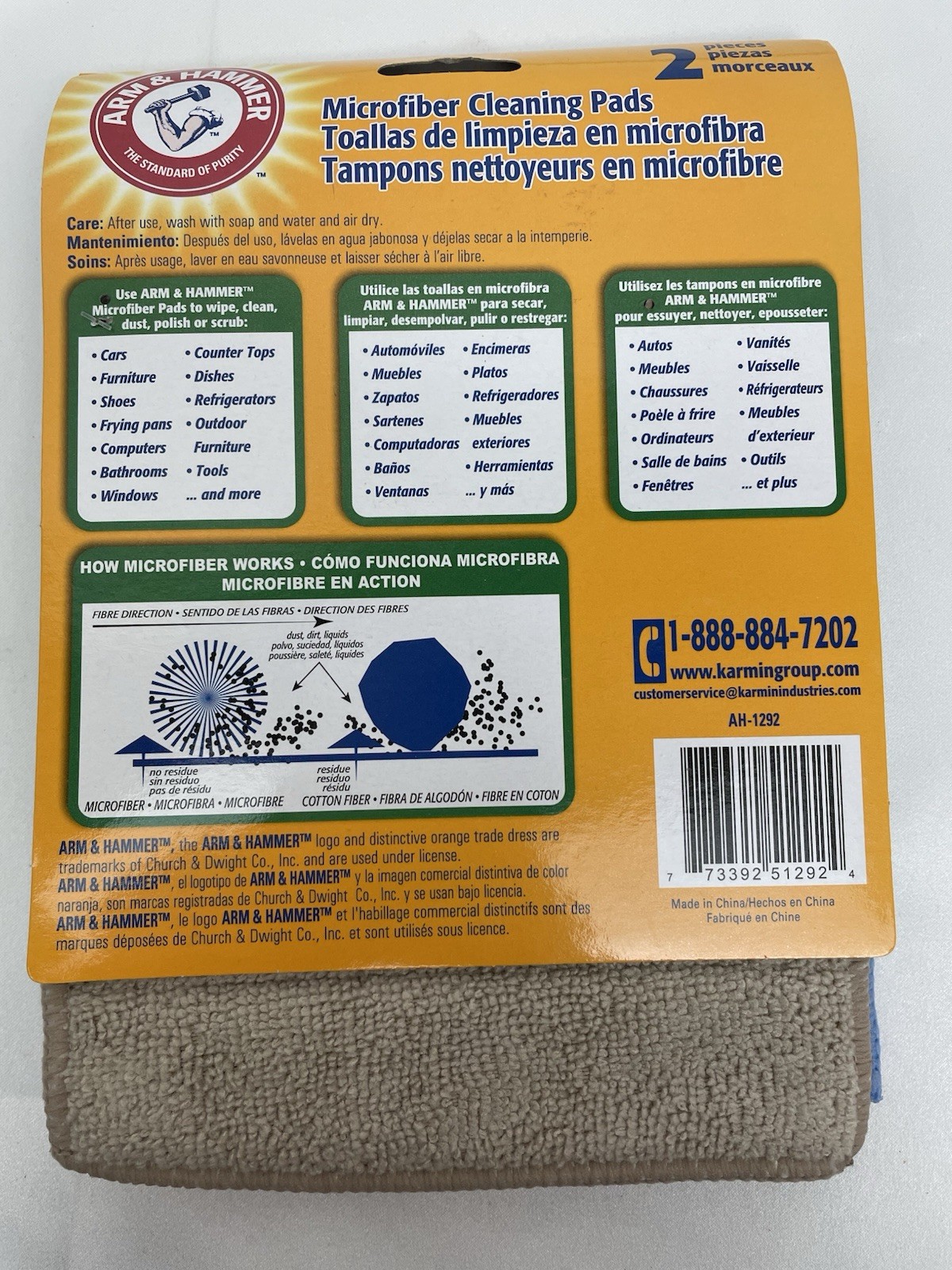 Lot of 2 Packs Arm & Hammer Microfiber Cleaning Pads Cloths Reusable NEW